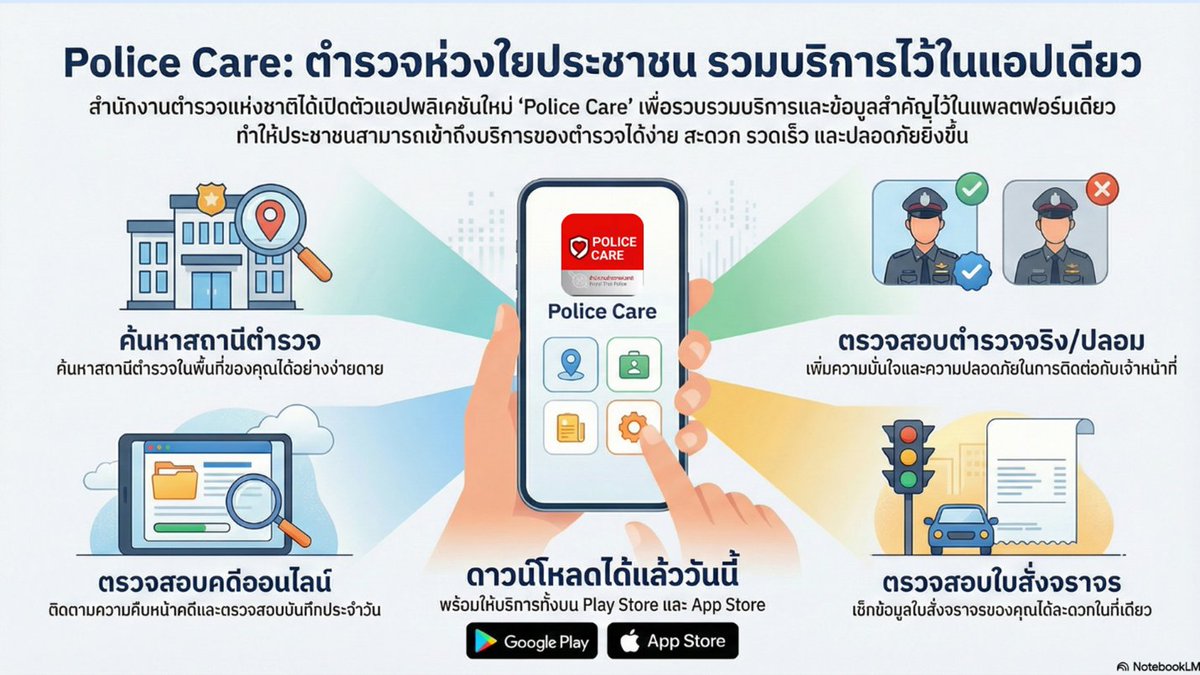 hinpolice's tweet photo. Police Care แอปเดียวจบ ครบทุกเรื่องตำรวจ
ตรวจสอบ–ติดตาม–แจ้งเหตุ–รับข่าวสาร https://t.co/lWZRVPZSQq