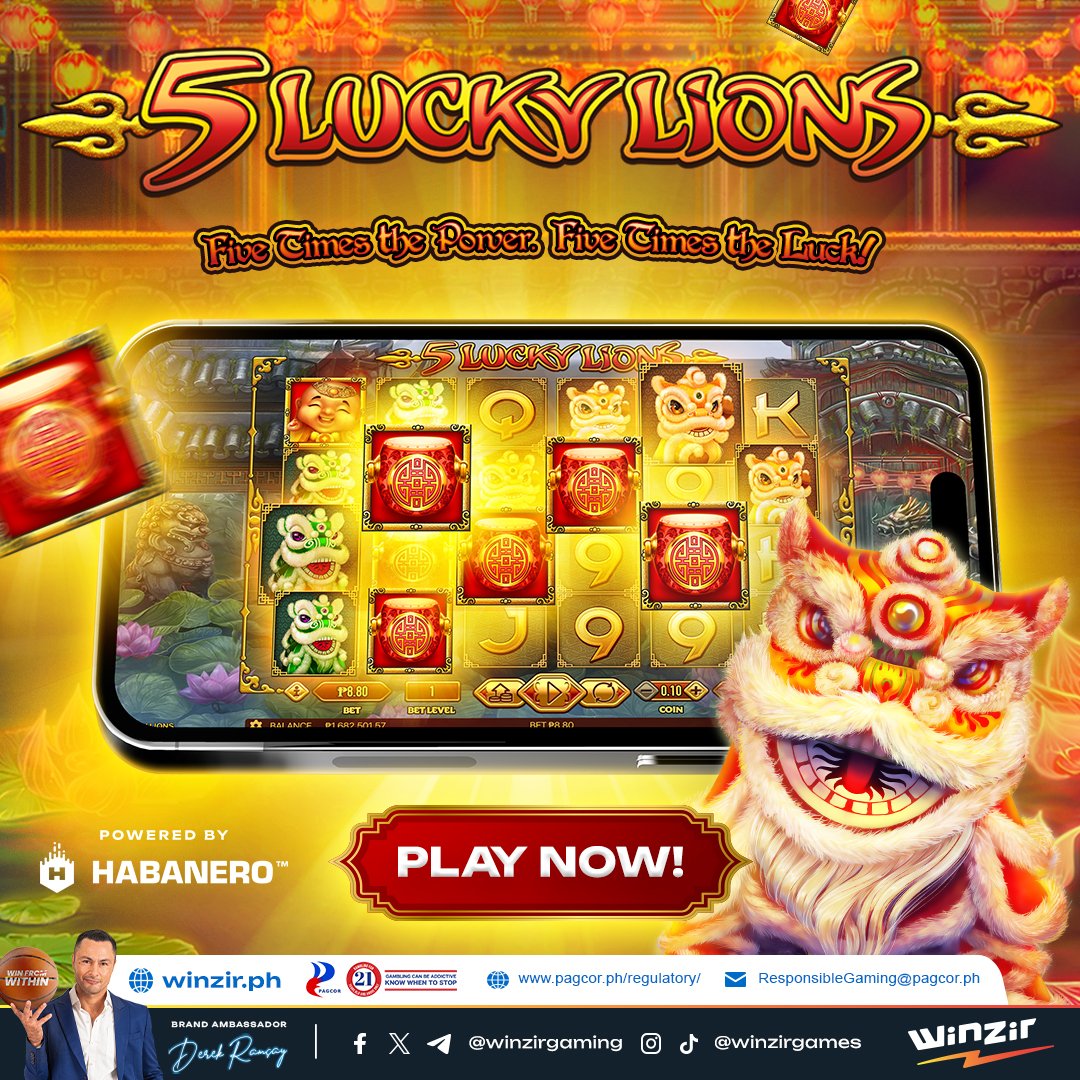 winzirgaming_ph's tweet image. Hear the roar of big wins with 5 Lucky Lions! 🦁🎰

One spin could awaken jackpots of up to 4,400x your stake! Fierce lions, lucky symbols, and massive wins await—spin now and let the fortune roar! 🔥 

PLAY NOW!👉 winzir.ph/casino/slots/a…

#winzir #slotgame #onlinecasino #PALDO