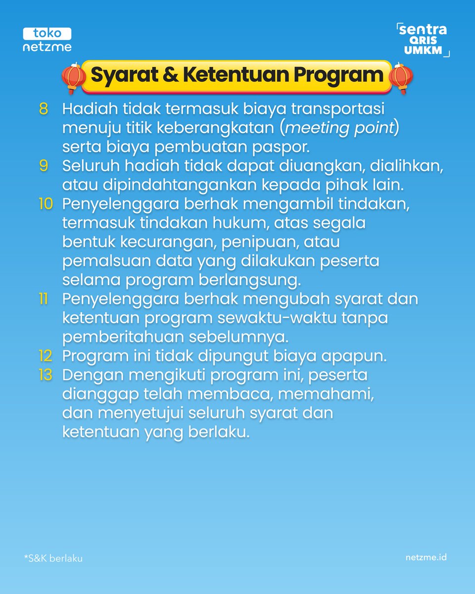 Siapa bilang jalan-jalan ke Negeri Tirai Bambu cuma mimpi?
Menjelang Imlek, saatnya Bosque kumpulin hoki dari tiap transaksi!

Yuk, biasakan pelanggan bayar pakai QRIS Soundbox Netzme. Makin sering bunyi, makin besar peluang cuan Imlek tahun ini!
