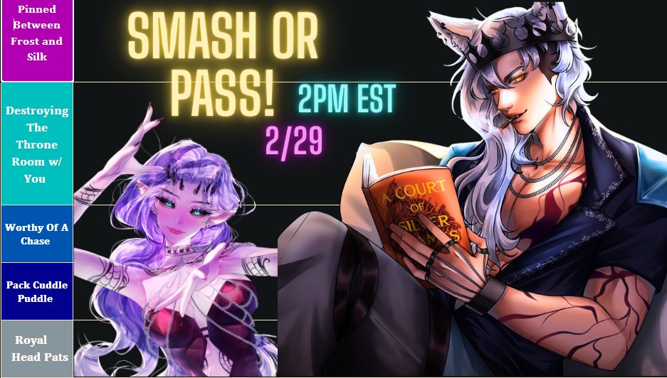 👑🐺 The Frostfang Realm is hosting a SMASH or PASS for my debut! ❄️🔥

Hosted by: <a href="/JayThorneVT/">Jay Thorne (DEBUT February 28th)</a> &amp; <a href="/SilkenSally_/">SilkenSally (Pink Spider-Tiefling)🖤🫀</a> 🩷🕸

✨ Want to join? Drop your OC PNGs in the comments!
💬 Must be Twitch TOS safe + 18+ to participate!
📅 Sunday, Feb. 29th
⏰ 2 PM EST
Closes 24h before stream!