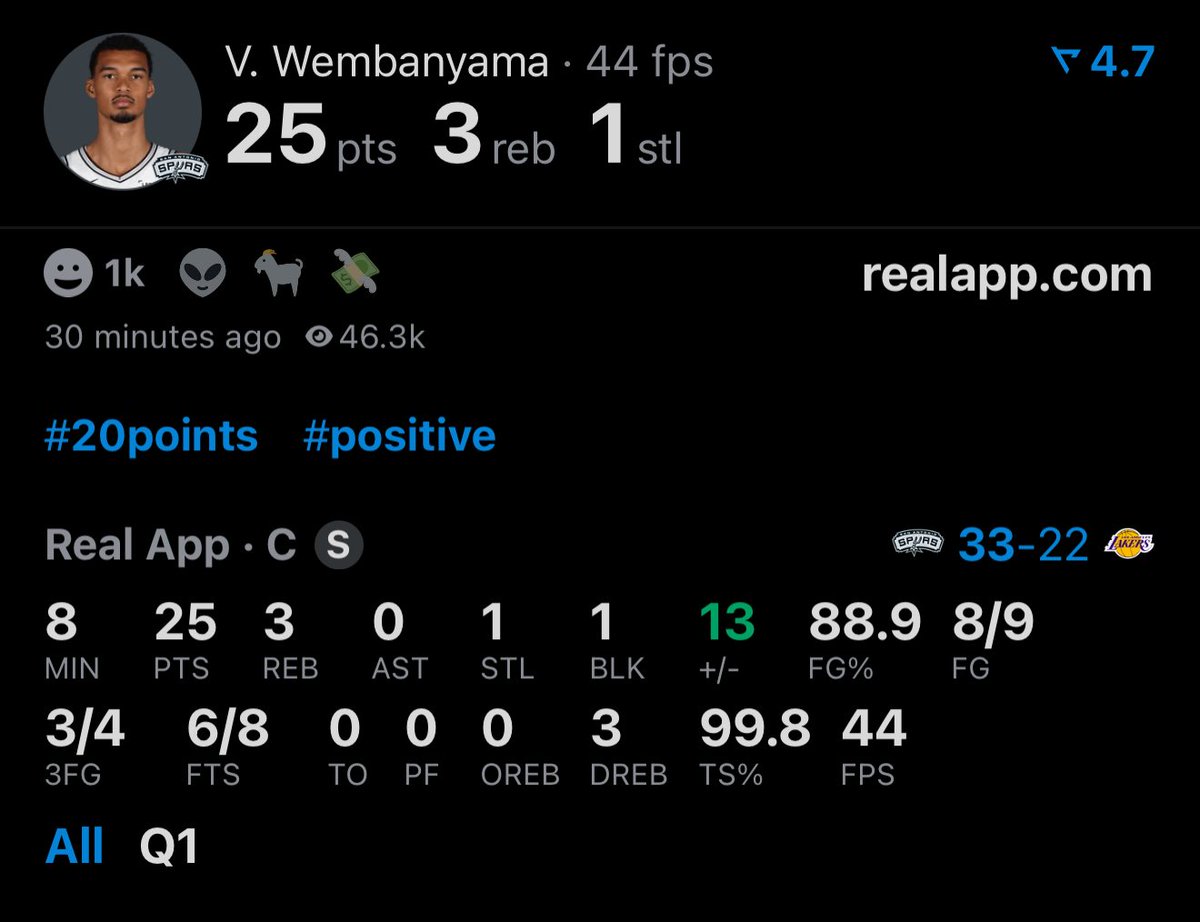 WEMBY 25 PTS IN 8 MINUTES