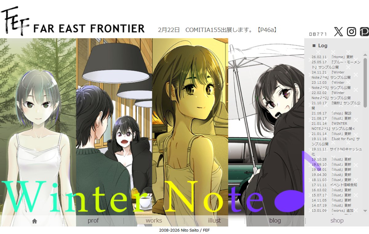 pro_neet's tweet photo. ホームページ更新しました。
『Winter Note♪』*1~4のサンプルをホームから見れるようにしました。
https://t.co/oZWYTDEPuf
#WinterNote♪
#COMITIA155 #コミティア155 #コミティア https://t.co/FAUDOhCP5D