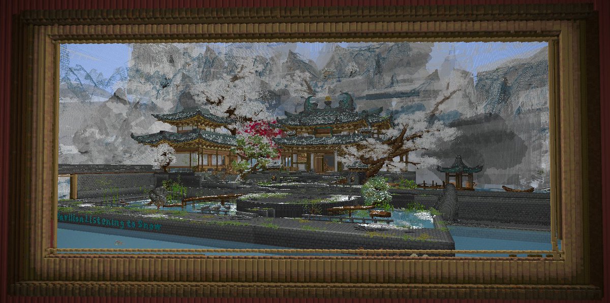 IsisMize's tweet photo. My MC architectural work, Snow Listening in the Cold Courtyard。我的建筑作品寒庭听雪🥳#minecraft https://t.co/FuOon5LzXD