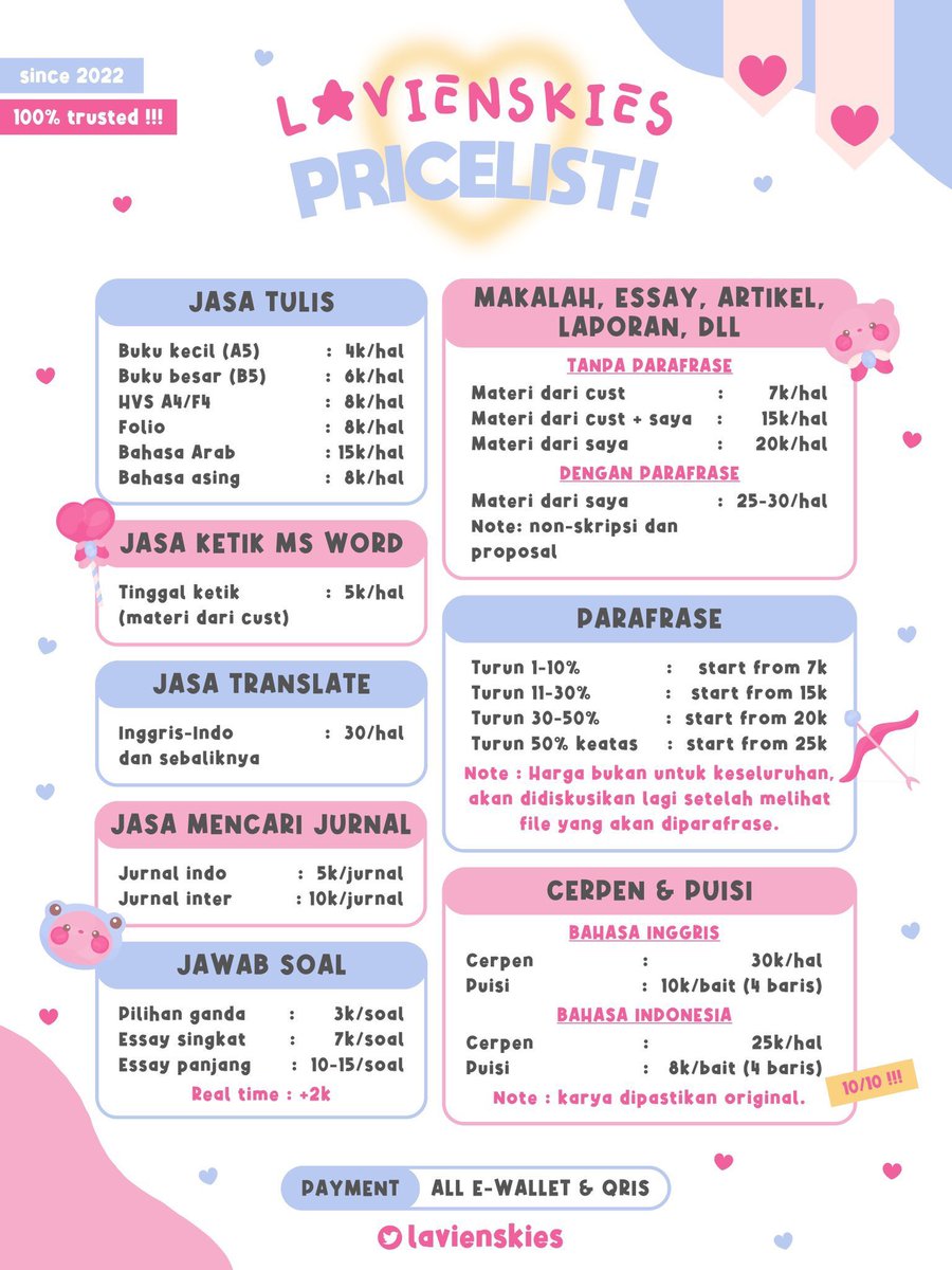 lavienskies's tweet photo. @clowwwyyyoneon SINIII! aku spess bhs inggris dan lulusan sastra inggris udah sering bgt ngerjain tugas bahasa inggris, insya Allah ga ngasal yaa dan ada jaminan nilai juga buat tugas sekolah 🤩 boleh chat ke wa yaa kak linknya di bio, mau nanya-nanya dulu boleeeh https://t.co/XGgzl9rLGK