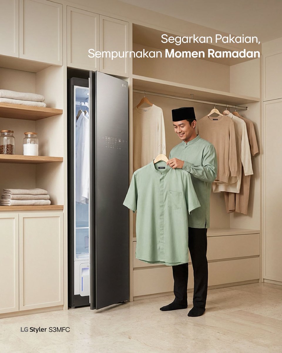 Setiap momen Ramadhan terasa lebih nyaman saat pakaian selalu segar dan rapi.

LG Styler menghadirkan perawatan pakaian berbasis uap dengan teknologi TrueSteam™️ yang mengurangi kerutan, bau, dan alergen, menjaga pakaian tetap bersih dan aman untuk digunakan. Dengan satu