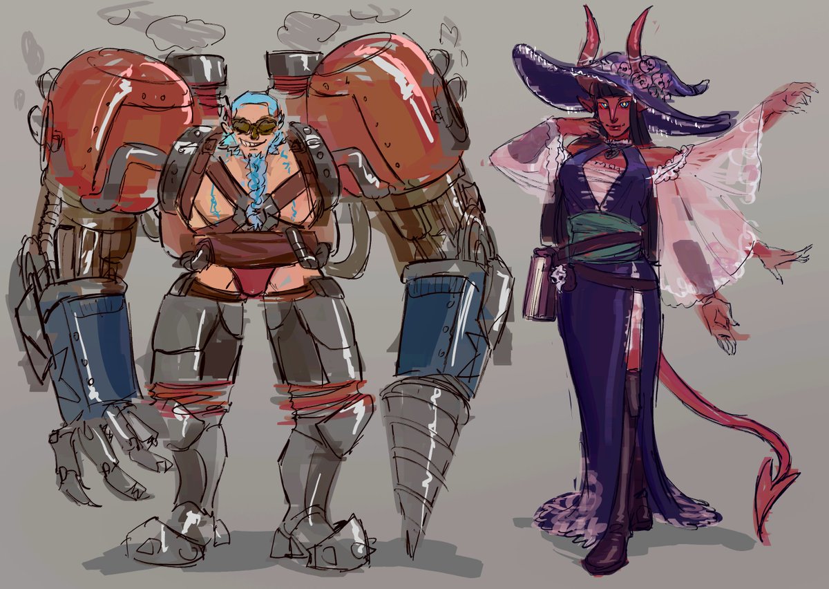 some DND designs for some strawhats
Monk High Elf Sanji, Fighter Tiefling Zoro, Dwarf Artificer Franky, Tiefling Wizard Robin
got suggested by nicky to show my designs