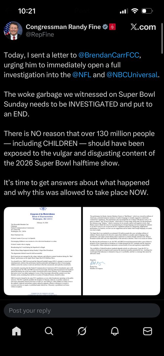 Wow, these people are crazy and out of control. Asking to investigate the NFL regarding the halftime show and turning your back on the Epstein files is wild. These are the crazy times we are living in folks .AMERIKKKA.