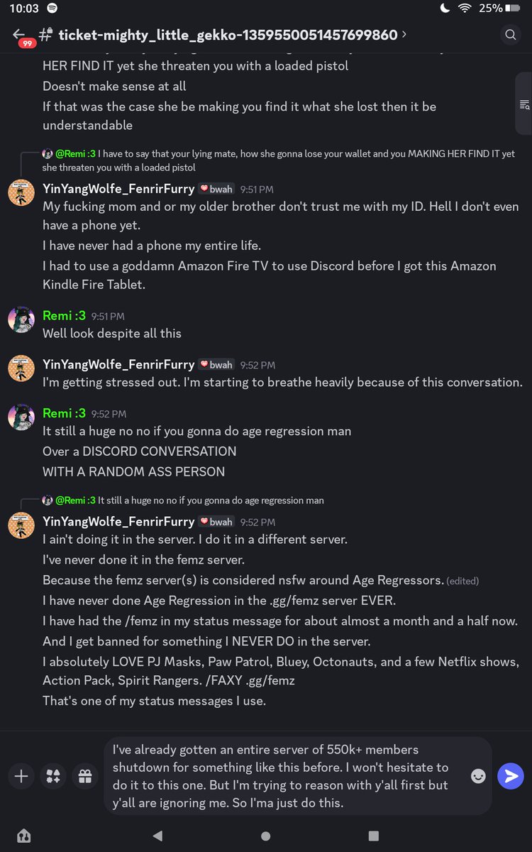 Hybrid_GamerGod's tweet photo. @discord_support The last 3 screenshots proving proof to my first post to y'all. https://t.co/0doTkrS5rN