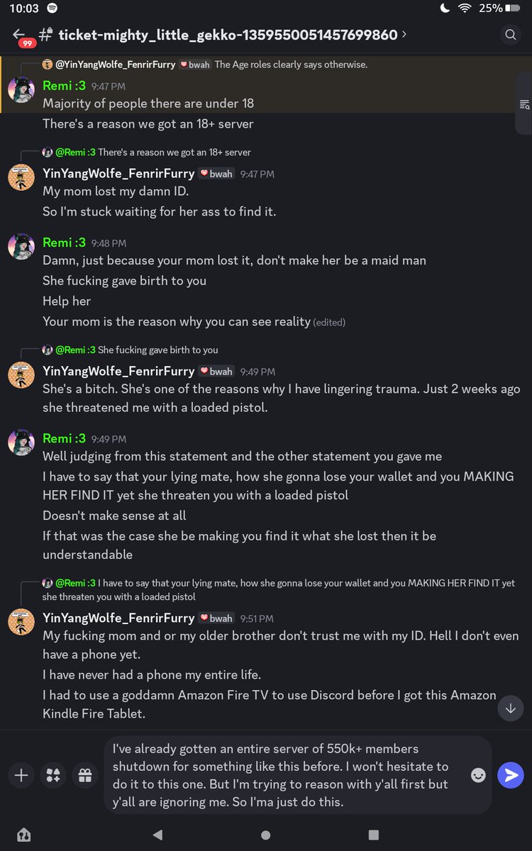 Hybrid_GamerGod's tweet photo. @discord_support The last 3 screenshots proving proof to my first post to y'all. https://t.co/0doTkrS5rN