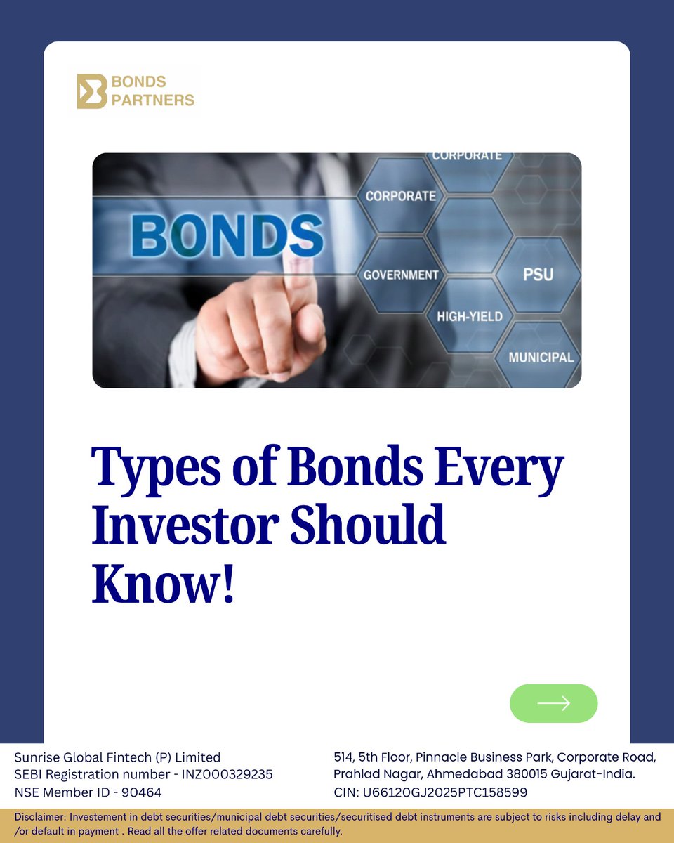 BondsPartners's tweet photo. Not all bonds are the same — and choosing the right one makes all the difference.
Government bonds offer the highest safety.

Understanding bond types helps you align risk, returns, and long-term financial goals.

Learn more at  https://t.co/4NShpUYz9v
#BondInvesting https://t.co/ma4AECpEWH