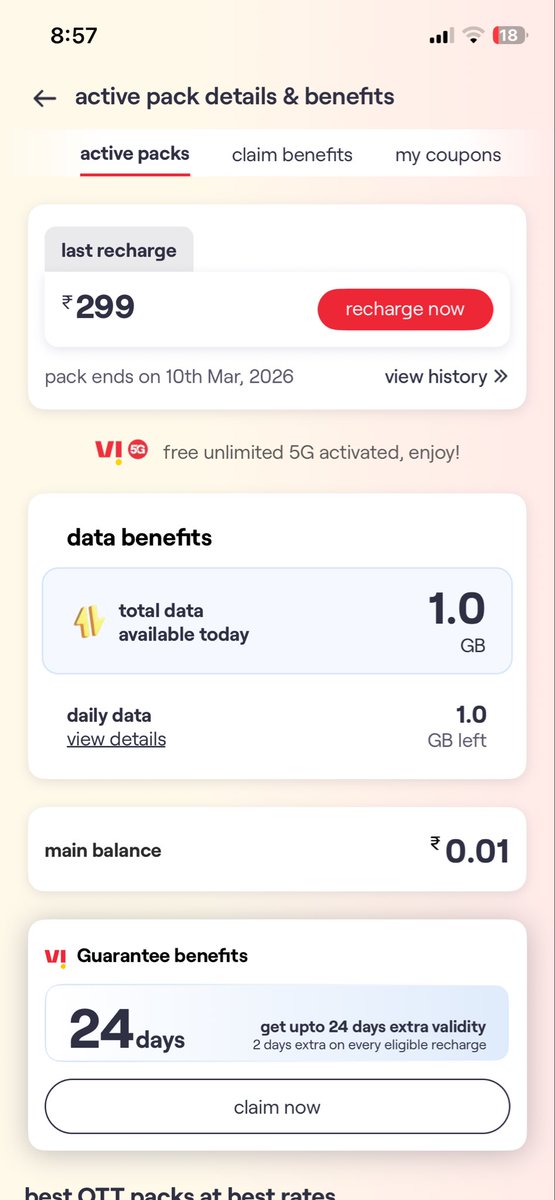 Pmaji1988's tweet photo. If ever believe in magic, magic just happen with me @ViCustomerCare #vodafoneidea, at 299 they showed 1.5gb data but after recharge become 1gb data, is not it magic?When contacted their CC their argument was mind blowing. Long way to go #VIIndia https://t.co/gsBoZ4itih