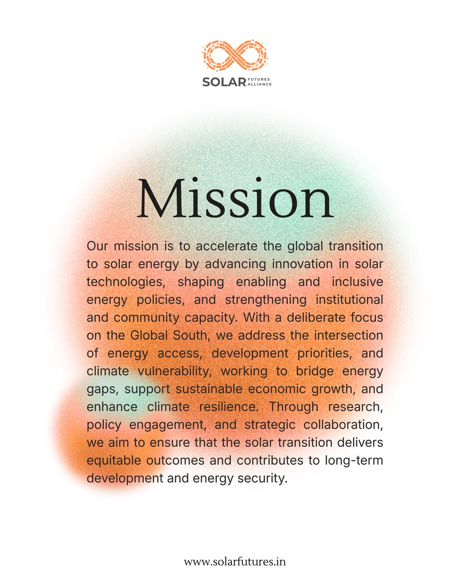 joinSFA's tweet image. At a time when the global energy transition must accelerate while remaining inclusive, the role of solar energy has never been more consequential.

Solar Futures Alliance is guided by a clear vision and mission: to position solar energy as a cornerstone of sustainable development