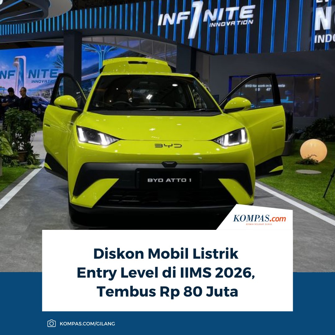 kompascom's tweet image. Segmen mobil listrik entry level (micro EV) ikut meramaikan IIMS 2026, dengan salah satu diskon terbesar datang dari Seres E1.

Baca Selengkapnya 👇🏻
otomotif.kompas.com/read/2026/02/1… 

~NA #IIMS2026 #MicroEV #DiskonMobil
