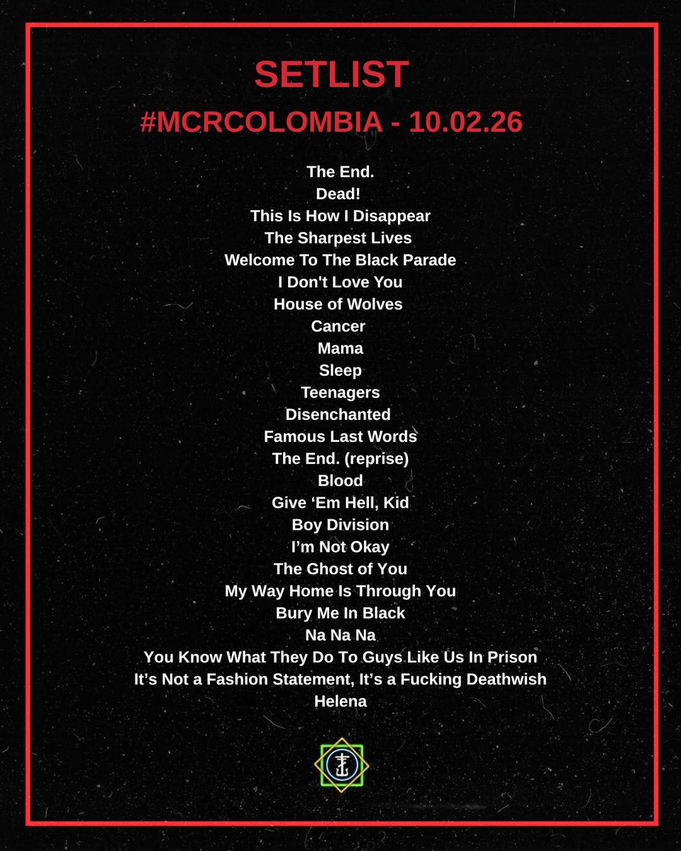 frankierobrasil's tweet image. Setlist completa do #MCRCOLOMBIA