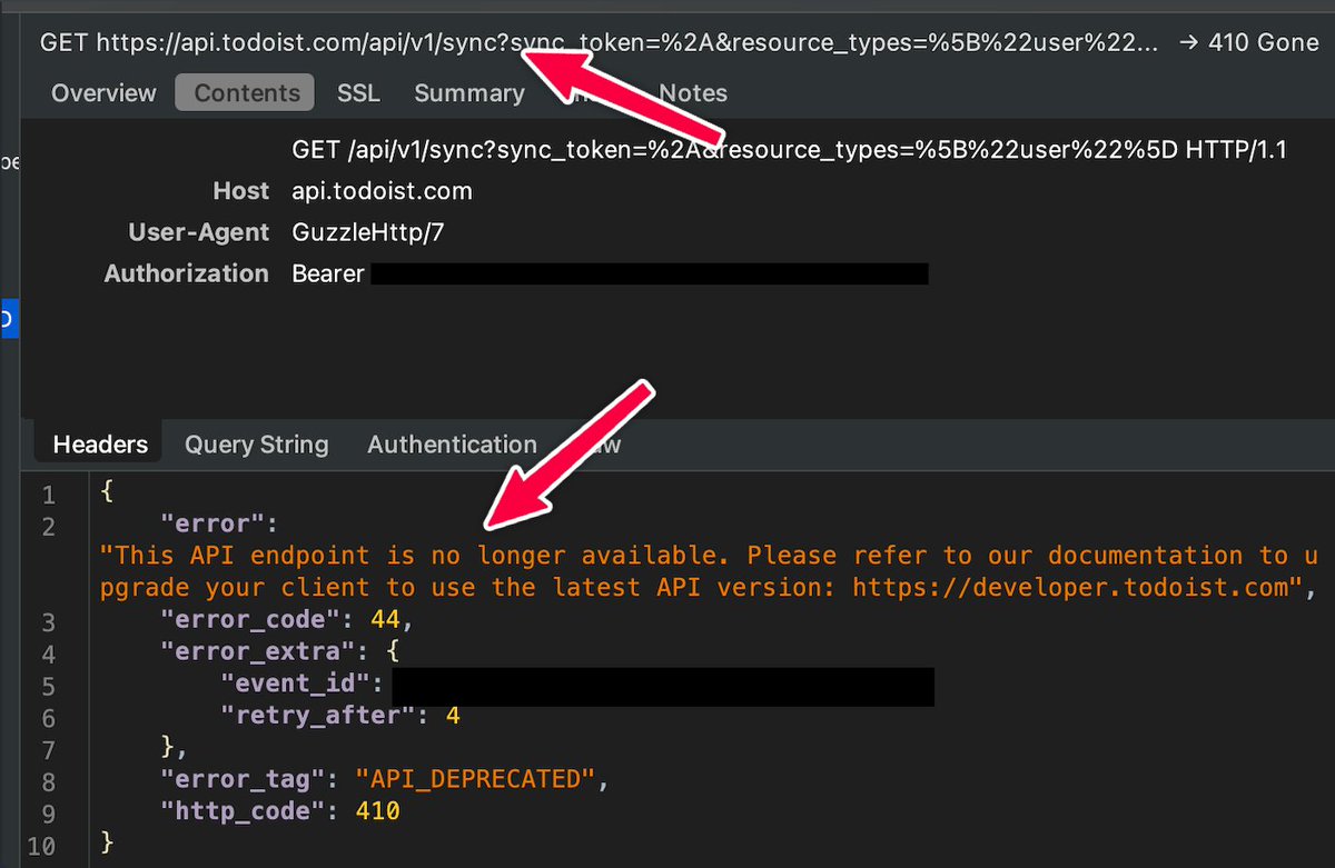 ganttify's tweet photo. @TodoistStatus Hi guys, it seems that you accidentally deprecated the NEW API endpoints today.

What's going on? Ganttify users can't connect with Todoist at the moment.. https://t.co/QoBfK3bVgO