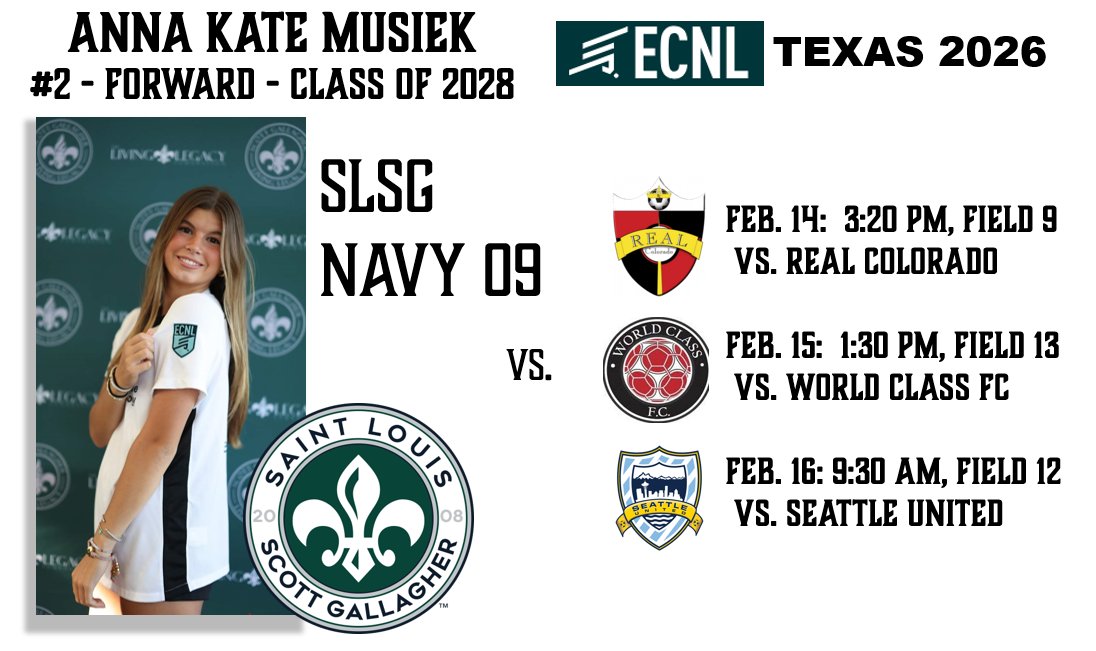 Annakatemusiek's tweet photo. Looking forward to #ECNLTX! @SLSGSoccerClub Navy 09.
@ImYouthSoccer @PrepSoccer @TopDrawerSoccer https://t.co/lcskIqeMLD