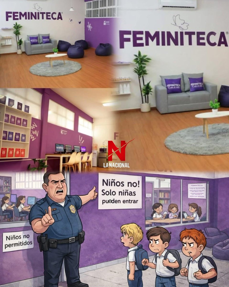 marianabtch's tweet photo. La inclusión no se construye cerrando puertas, sino creando espacios donde todos tengan las mismas oportunidades.

Cuando el gobierno impulsa políticas que distinguen derechos según el género, no está promoviendo igualdad, está sembrando división. Enseñar a los niños que unos valen más que otros según quiénes son no es avance social, es un retroceso.
Se han creado las primeras “Feminitecas” dentro de secundarias públicas: espacios con tecnología, libros y áreas de descanso que, según se dice, buscan ser entornos seguros. El problema es que solo están permitidas para niñas. Los niños quedan excluidos únicamente por su género.
Lejos de fomentar igualdad, esta medida normaliza la discriminación desde jóvenes. Separar y excluir no educa en respeto ni en convivencia; al contrario, refuerza divisiones y resentimientos innecesarios. 

CCp. @CitlaHM , @Claudiashein. @mario_delgado