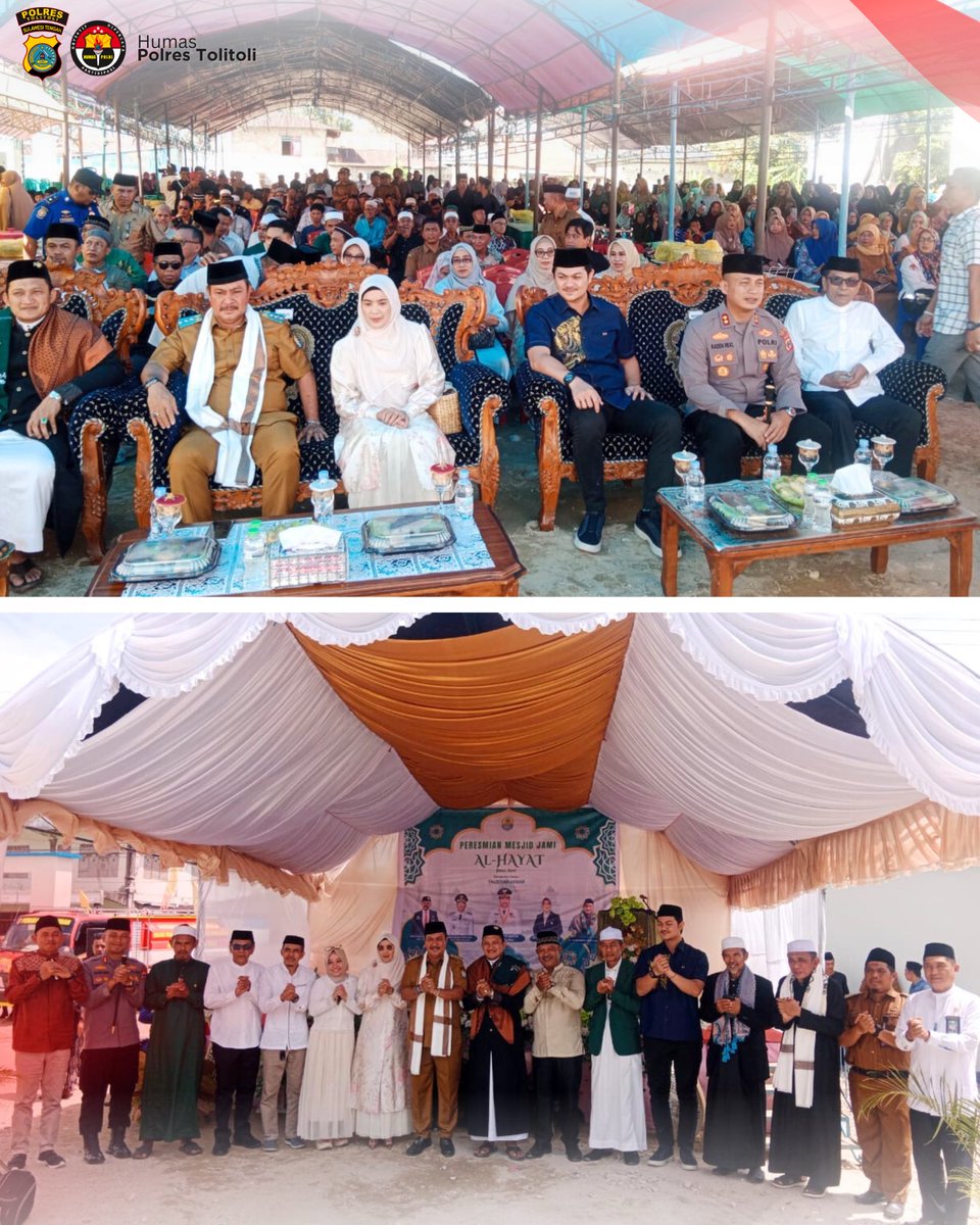 Kapolres Tolitoli AKBP Raden Real Mahendra, S.H., S.I.K. menghadiri kegiatan Peresmian Masjid Jami Al-Hayat Desa Soni, Kecamatan Dampal Selatan, Kabupaten Tolitoli, Selasa (10/2/2026) pagi. Peresmian masjid yang berlangsung khidmat ini dihadiri Bupati Tolitoli