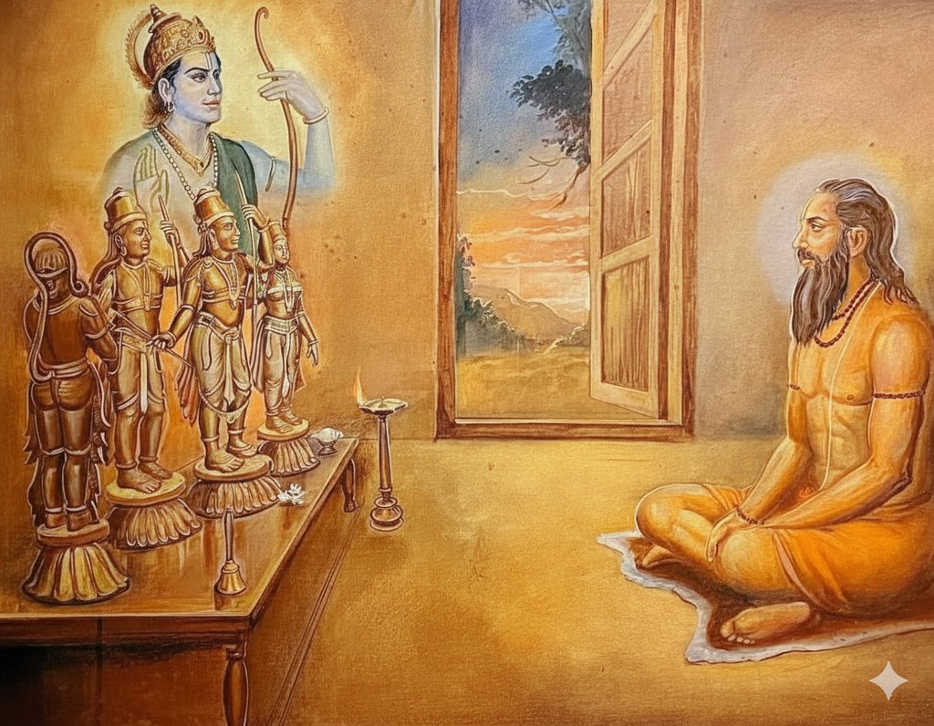 OnkarDake225's tweet photo. रामदास माय माझी पतितपावना 🙏🚩

समर्थ रामदास स्वामी हे सतराव्या शतकातील महान संत, राष्ट्रप्रेरक आणि समाजजागृती करणारे विचारवंत होते. भगवी वस्त्रे परिधान करून, खांद्यावर झोळी, हातात जपमाळ आणि कुबडी घेऊन ते गावोगावी फिरत असत. श्रीरामाच्या आदर्शांचा प्रचार करत त्यांनी समाजात आत्मविश्वास निर्माण केला. "शक्ती आणि युक्ती जये ठायी" हा संदेश देत त्यांनी तरुणांमध्ये "महाराष्ट्रधर्म" जागृत केला आणि संकटांना धैर्याने सामोरे जाण्याची प्रेरणा दिली.

माघ वद्य नवमी, शके १६०३ (इ.स. १६८२) रोजी समर्थ रामदास स्वामींनी सज्जनगडावर देह ठेवला. शेवटच्या काही दिवसांत त्यांनी अन्न-पाणी त्यागून एकांतवास स्वीकारला होता. तंजावरहून आणलेल्या श्रीराम पंचायतनाच्या मूर्तींचे त्यांनी स्वहस्ते पूजन केले आणि नंतर पूर्ण एकांत घेतला. अंतिम दिवशी पद्मासन घालून उत्तराभिमुख बसत त्यांनी तीन वेळा "जय जय रघुवीर समर्थ" असा घोष केला आणि आत्मा पंचतत्त्वात विलीन केला. उद्धवस्वामींनी त्यांच्या पार्थिवावर अंत्यसंस्कार केले. ज्या ठिकाणी अग्निसंस्कार झाले त्या ठिकाणी छत्रपती संभाजी महाराजांनी तळघरात समाधी मंदिर बांधले व त्यावर श्रीराम मंदिर उभारले. भीमस्वामी तंजावरकरांच्या वर्णनानुसार अंतिम क्षणी समर्थांनी शिष्यांना सांगितले "माझे शरीर आणि वाणी गेली तरी मी या जगात कायम आहे. दासबोध आणि आत्माराम हीच माझी रूपे आहेत." रामनामाच्या गजरात त्यांनी समाधी घेतली.

समर्थांबद्दल मराठा छत्रपतींच्या मनात अत्यंत आदर होता. छत्रपती शिवाजी महाराजांनी त्यांच्या सेवेला अडथळा येऊ नये त्यांच्या वास्तव्याची योग्य व्यवस्था केली आणि सज्जनगड देऊ केला होता. छत्रपती संभाजी महाराजांनी १३ मार्च १६८२ रोजी लिहिलेल्या पत्रात नमूद केले, "श्री रामदास स्वामी सज्जनगडी होते, त्यांनी पूर्णावतार केला. त्या स्थानी श्री हनुमंताचे देवालय करविले." या उल्लेखावरून संभाजी महाराज समर्थांना अवतारी पुरुष मानत असत हे स्पष्ट होते. नंतर राजाराम महाराजांनी चाफळच्या श्रीराम महोत्सवाची परंपरा चालू ठेवण्याचे महत्त्व सांगितले. पुण्यश्लोक छत्रपती शाहू महाराजांनी "आमचा भगवा झेंडा हा रामदास स्वामींचाच आहे" असे गौरवोद्गार काढले. छत्रपती प्रतापसिंह महाराज यांच्या पत्रांत, "परळी (सज्जनगड) ही गुरूची जागा आणि प्रतापगड ही देवीची जागा" असा उल्लेख येतो.

समर्थ रामदास स्वामींचे जीवन, कार्य आणि विचार हे केवळ आध्यात्मिक नव्हते तर राष्ट्रनिर्मितीचेही अधिष्ठान होते. त्यांनी दिलेला धैर्य, संघटन आणि धर्मनिष्ठेचा संदेश आजही समाजाला प्रेरणा देतो. त्यांच्या शिकवणीतून आत्मबल, कर्तव्यभावना आणि राष्ट्रप्रेम जागृत होते. श्री समर्थ रामदास स्वामी यांना पुण्यतिथीदिनी कोटी कोटी नमन 🙏🚩

#दासनवमी #श्रीशिवसमर्थ #समर्थ_रामदास