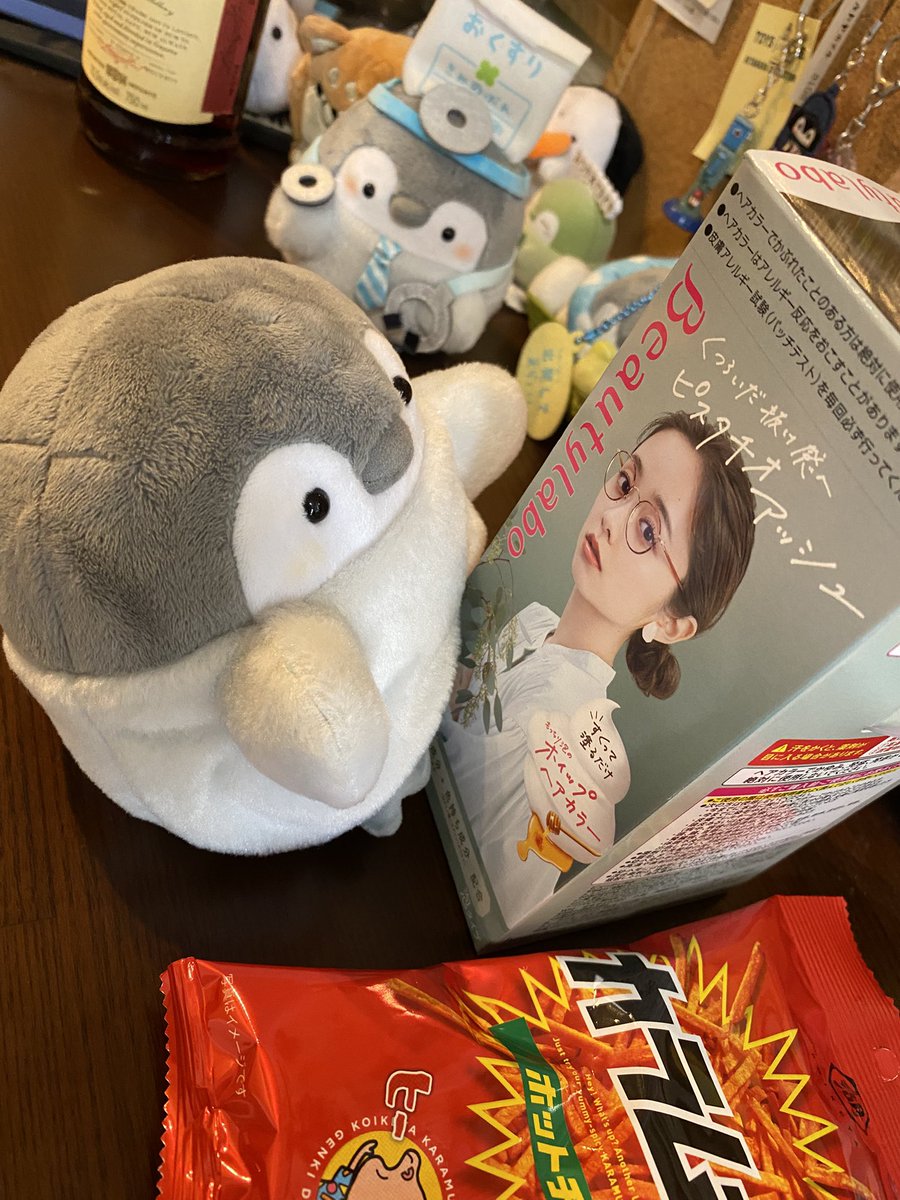 くったりちゃんはピスタチオアッシュが気に入っているみたいなんだよ〜🐧🍀💮