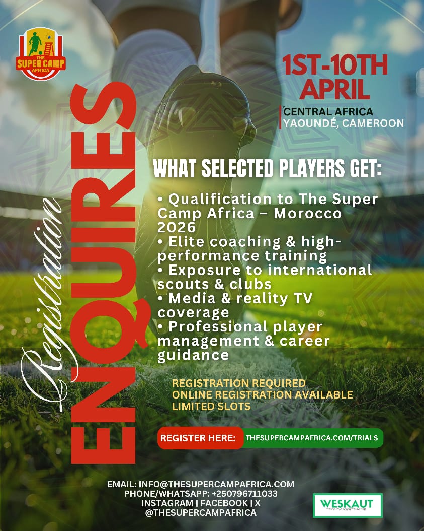 Are you ready to be discovered? ⚽🔥

From grassroots to global stage Super Camp Africa is calling Africa’s next generation of football stars.
Your journey to Morocco 2026 starts here.

Don’t just dream it. Play for it.

🔗 Register now:
thesupercampafrica.com/trials
#SuperCampAfrica