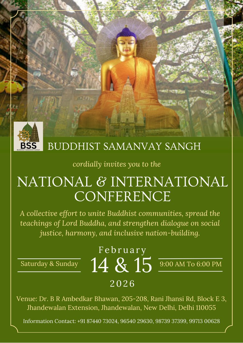 voiceofbss's tweet photo. Buddhist Samanvay Sangh National &amp; International Conference 2026
#bssnic2026 #bss #buddhistsamanvaysangh #conference https://t.co/qTY1wBXPdO