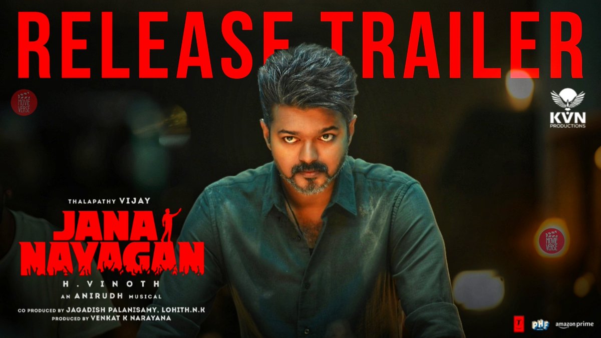 _MovieVerse's tweet photo. #JanaNayagan - For the first time, we are going to see a release trailer for a #ThalapathyVijay film.

Note: If all the censor issues are resolved, the film will be expected to release on Feb 19/20 or Feb 26/27. https://t.co/CUQoZ3PfWR