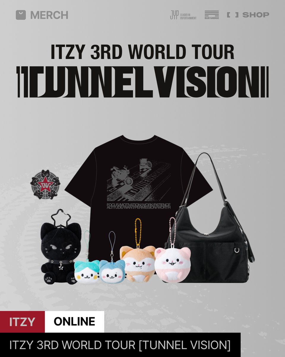 ITZY 3RD WORLD TOUR <TUNNEL VISION> in SEOUL
OFFICIAL MERCH INFORMATION

【ONLINE】

✨PRE-ORDER OPEN
판매 기간 내 5만 원 이상 구매 시,
포토카드 5종 중 1종 랜덤 증정

📅26.2.11 WED 14:00 - 26.2.22 SUN 23:59 (KST)
🔗bit.ly/3M2MT2g 

#ITZY #MIDZY <a href="/ITZYofficial/">ITZY</a>