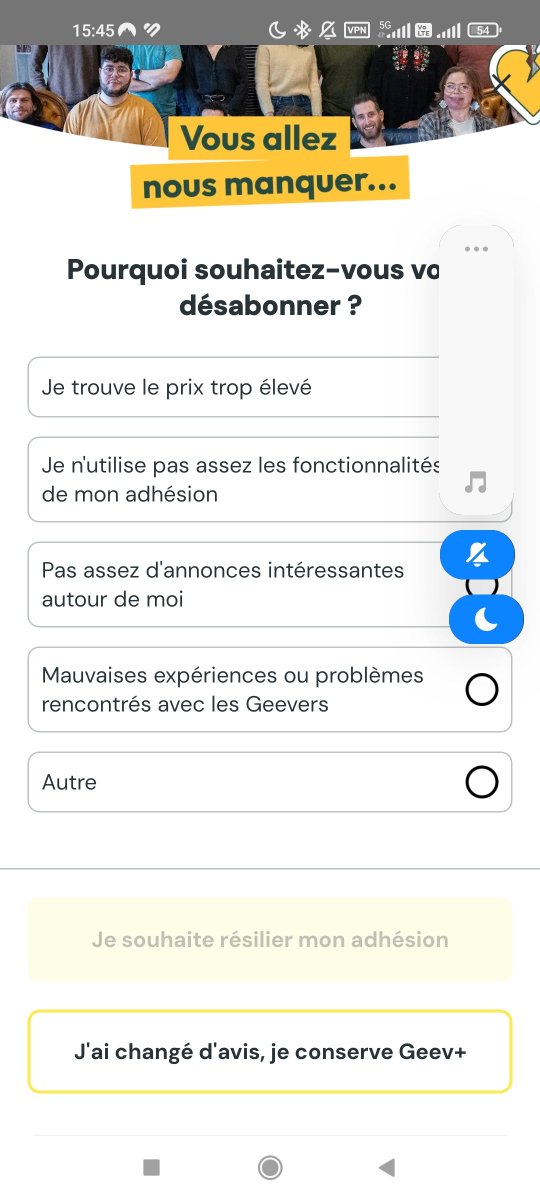 MDHauCombat's tweet photo. @GeevOfficiel  bonjour très bizarre votre site au moment de vouloir de désabonner ça ne marche plus les bouton https://t.co/uMDXaDwrlB