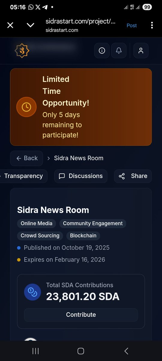 5 DAYS TO GO

sidrastart.com/project/d166e3…

<a href="/Sidraambasador/">Sidra Ambassador</a> 
<a href="/Sdamarketonline/">FalconBay Worldwide $FBAY</a> 
<a href="/sidrachain/">SidraChain</a> 
<a href="/maljefairi/">محمد الجفيري</a> 
<a href="/KenTom49411192/">KenTom</a>