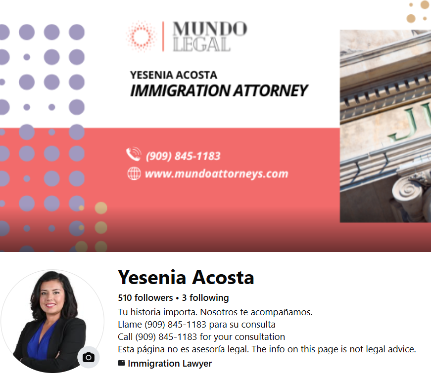 Atty_YesAcosta's tweet photo. Sigan nuestra pagina de Facebook donde compartimos mas noticias importantes de #inmigracion https://t.co/qXeqNapRps https://t.co/wjEh5UCdQ3