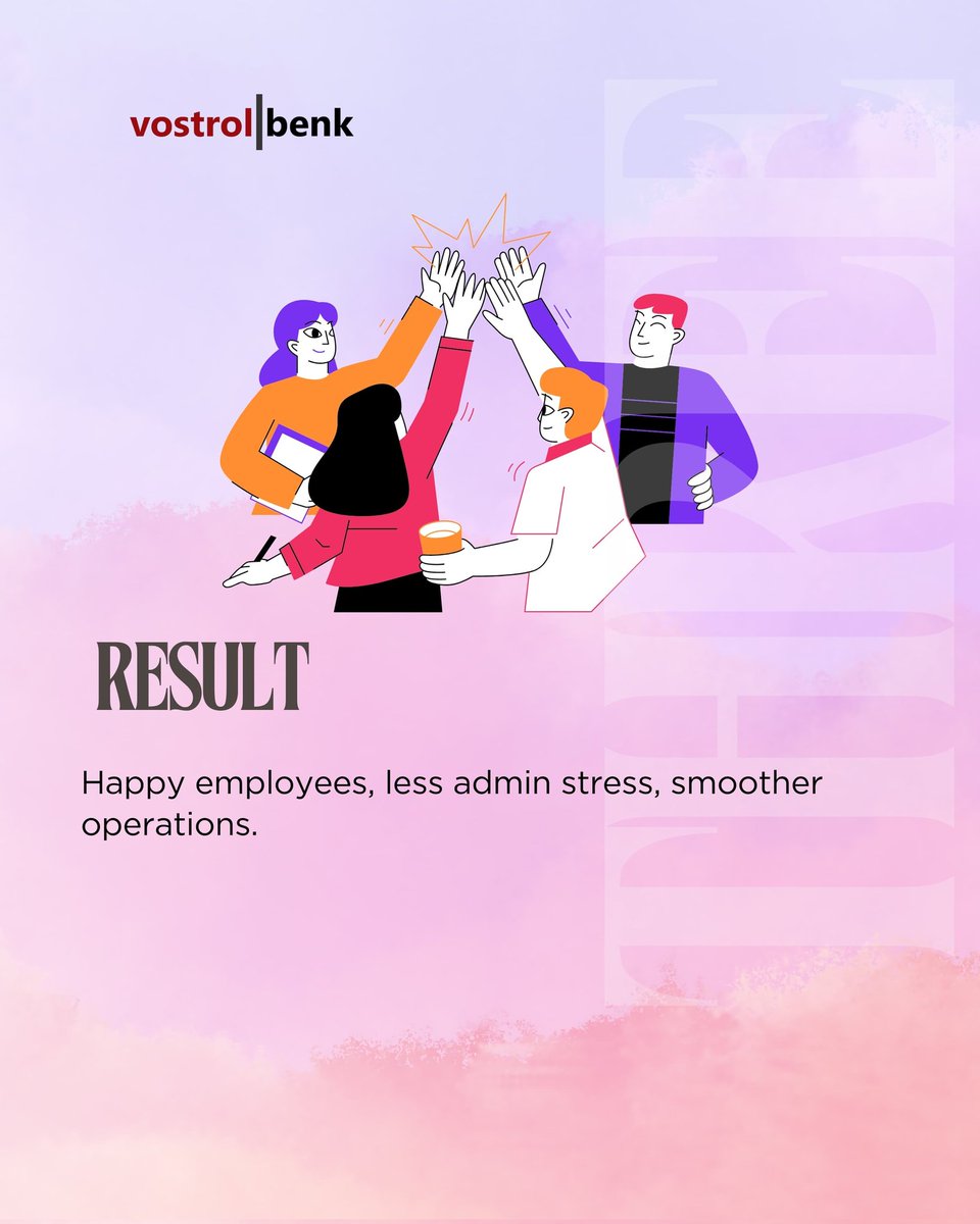 Vostrolbenk's tweet image. The ripple effect?  
- Employees feel valued  
- Admins breathe easy  
- Operations save time + money #HappyEmployees #AdminRelief