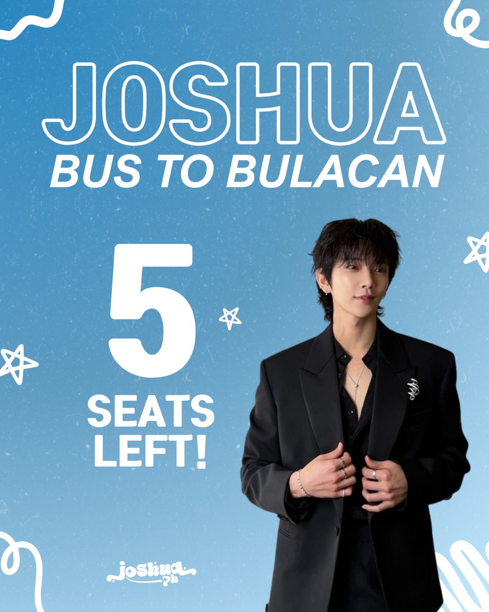 📣 Sasakay o sasakay?! 🤔

FIVE SEATS LEFT on the JOSHUA Bus! 🚌
🚏 Secure your transportation to #NEW_BULACAN before it's too late!

Register 🔗 projects.joshuaph.com/joshua-bus

#SEVENTEEN_NEW_IN_BULACAN 
#NEW_BULACAN_BUS