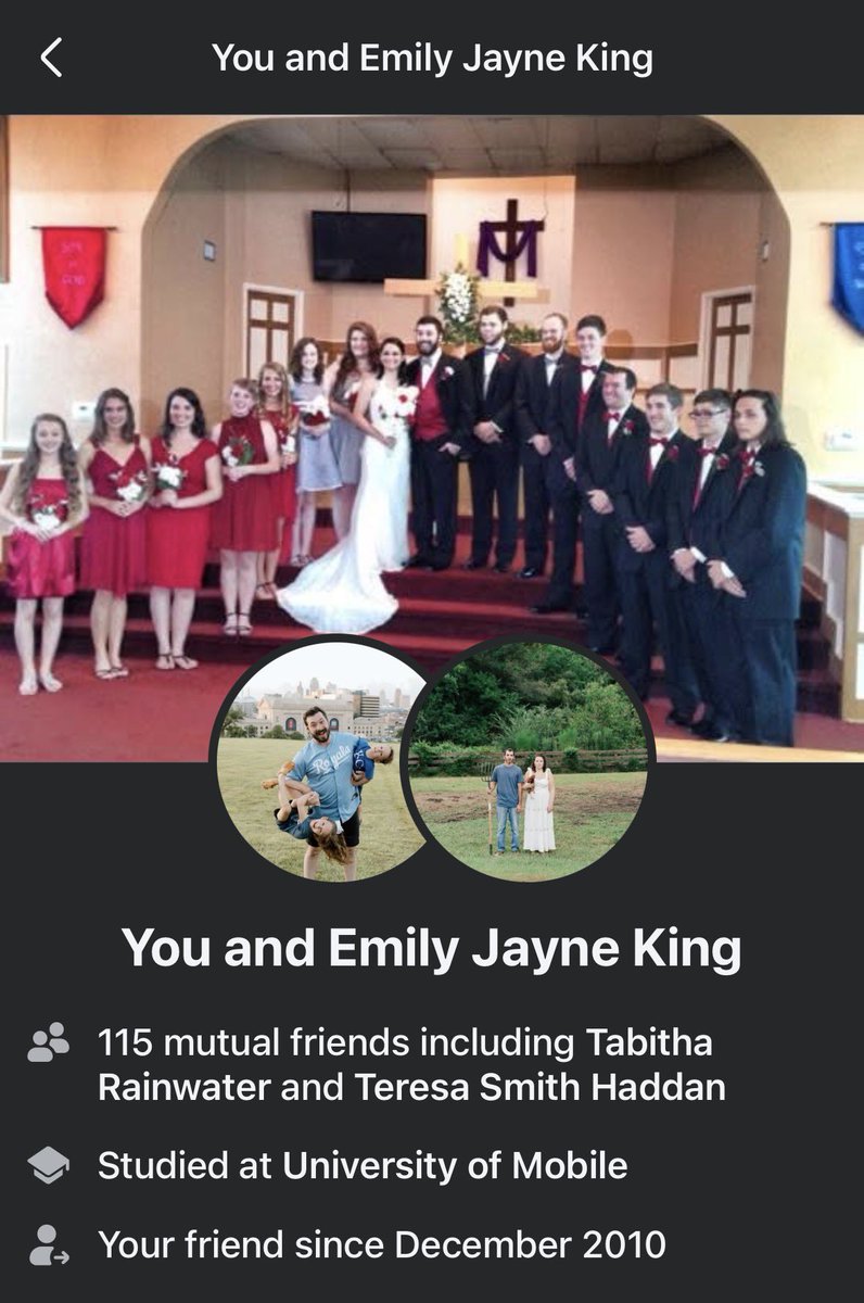 Today, my wife and I remember the birthday of one of our bridesmaids, Emily King. In 10 days, Emily will have been with Jesus for a full year. Hard to believe. Cancer is a thief. 

FB reminded me that Emily has been my friend since 2010, our freshman year at UM. We miss her.