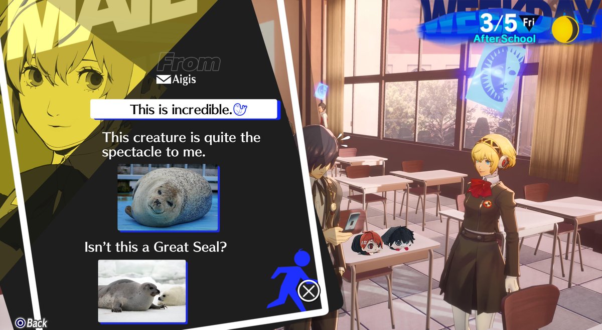 New canon that Aigis really likes sending images of seals to Makoto with Facebook mom type messages