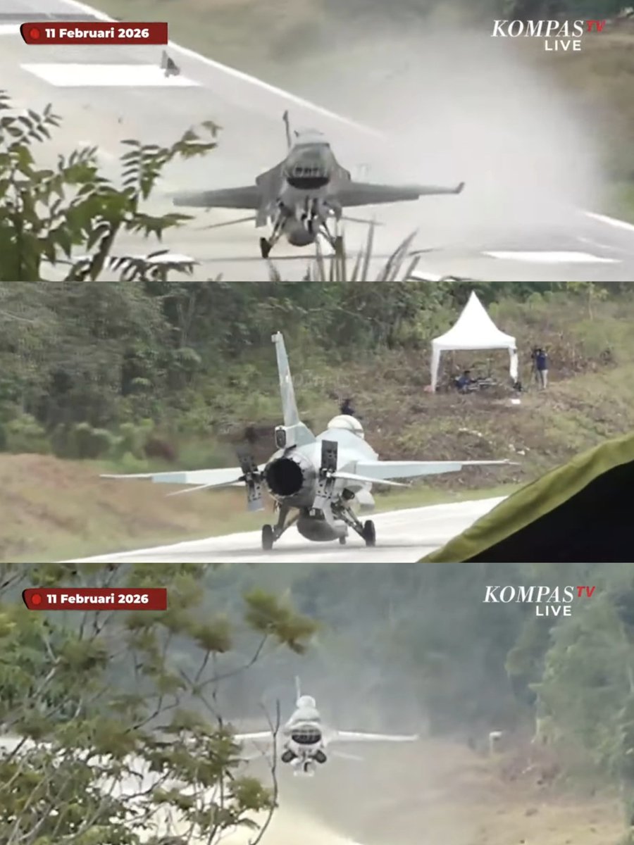 RWWReborn's tweet photo. Pesawat TNI AU Sukses Mendarat dan Lepas Landas di Jalan Tol Indonesia!

Saat yang dinanti-nanti sudah tiba, pesawat tempur TNI AU berhasil melaksanakan latihan mendarat dan lepas landas dari ruas Tol Terbanggi Besar-Kayu Agung, Lampung, pada pagi hari ini. Pesawat tempur yang dilibatkan adalah fighter F-16 Fighting Falcon buatan Amerika Serikat dan Super Tucano buatan Brazil, selain itu dilibatkan juga helikopter TNI AU yang sangat capable.

Latihan ini bertujuan untuk mempertajam kemampuan TNI AU dalam beradaptasi dengan kondisi perang, skenario nyata, dimana landasan-landasan dan hanggar kita akan dihancurkan oleh musuh, sementara pesawat tempur kita masih harus aktif berperang, isi bahan bakar, re-arm atau isi ulang senjata, serta melakukan perbaikan mendasar yang bersifat sangat darurat.

📸: KompasTV