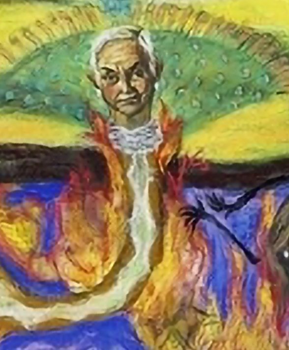 Maria Farmer provided the first formal criminal complaint to law enforcement about Jeffrey Epstein.

She also painted this painting in 2020.

Notice how she depicted Les Wexner as the head of a snake. He is right there in the middle of the painting, the center of it all.

It's