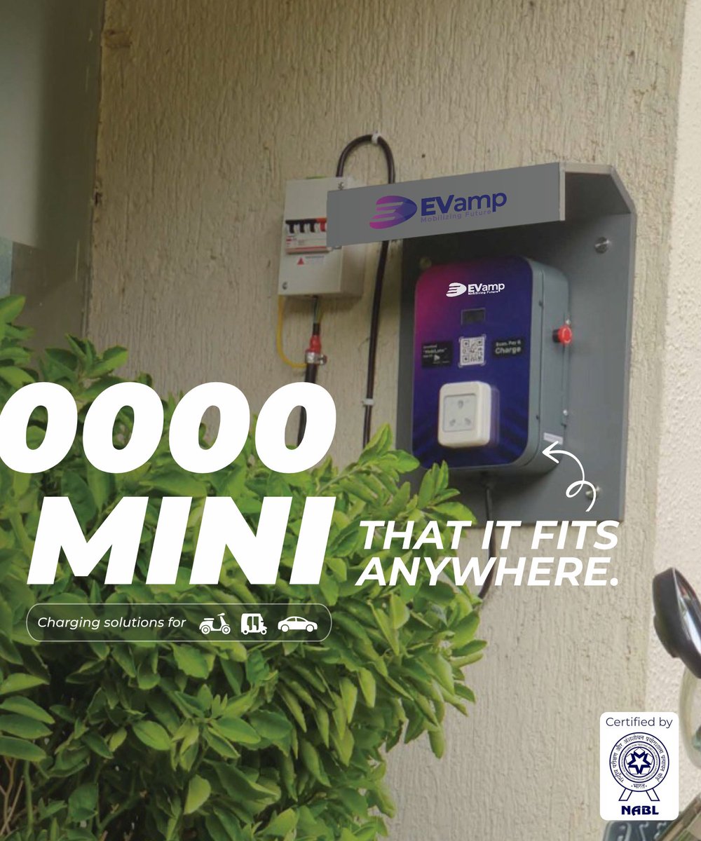 Sooooo mini, yet built for powerful performance 
 EVamp’s compact EV charger fits anywhere delivering reliable electric vehicle charging for two-wheelers, three-wheelers, and cars.

Explore EVamp Mini

#SmartCharging #EVamp