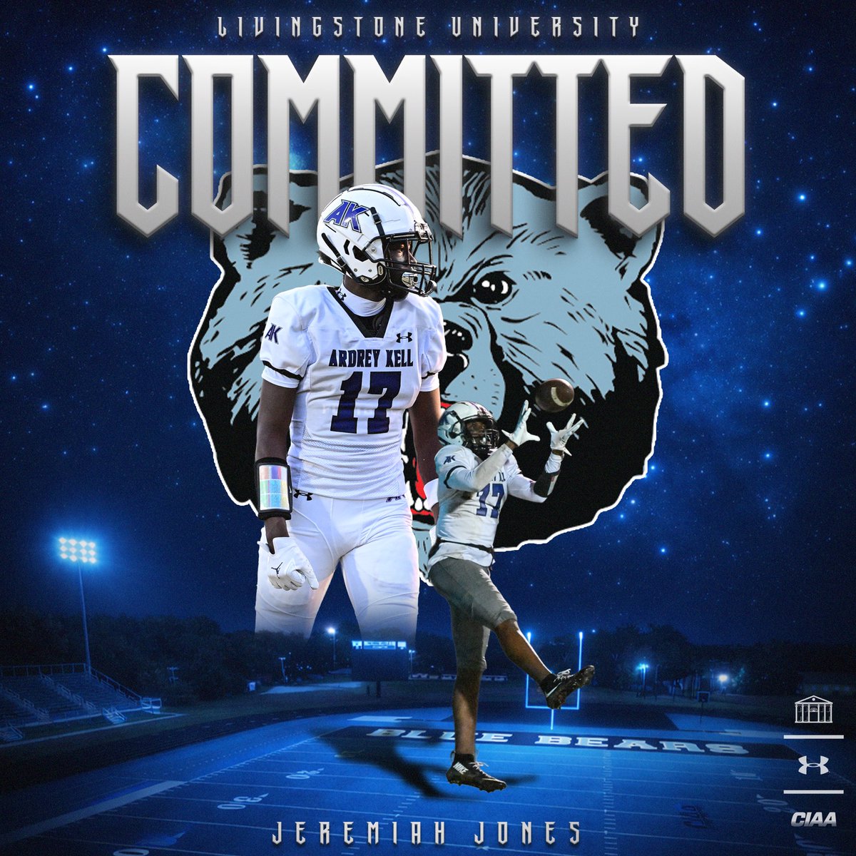 Jeremiah_jones0's tweet photo. I am more than blessed to continue my academic and athletic career at Livingstone University. Go Bears! #Committed #AGTG 
@Coach_Harman1 
@Coach_TRedding 
@AKHS_Football 
@Livingstone_Fb https://t.co/7xg3ebAwPc