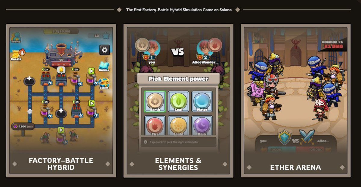 You guys should play EtherForge
One of the most viral on chain games on Solana right now.

You play as an Ether Creator, build factories, run production lines, mint Heroes and Monsters as real NFTs, battle other players for SOL

Everything is on chain.
Everything has value.