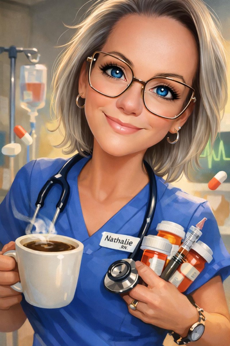 Nathaliesix73's tweet image. GOEIIE MORGUHHH.....❌.....!!

#BackToWork..🏥
Teamzorg is voor 5 daagjes weer present op hare dienst..✅👊

Vanmorgen tijdens ons koffiemomentje eindelijk den tijd eens genomen..en er ook in geslaagd in een karikatuurtje mezelf..🤓👌.. #Chatgpt

Fijne dag JULLIE..🌧️☔💋💖🍀🧥
