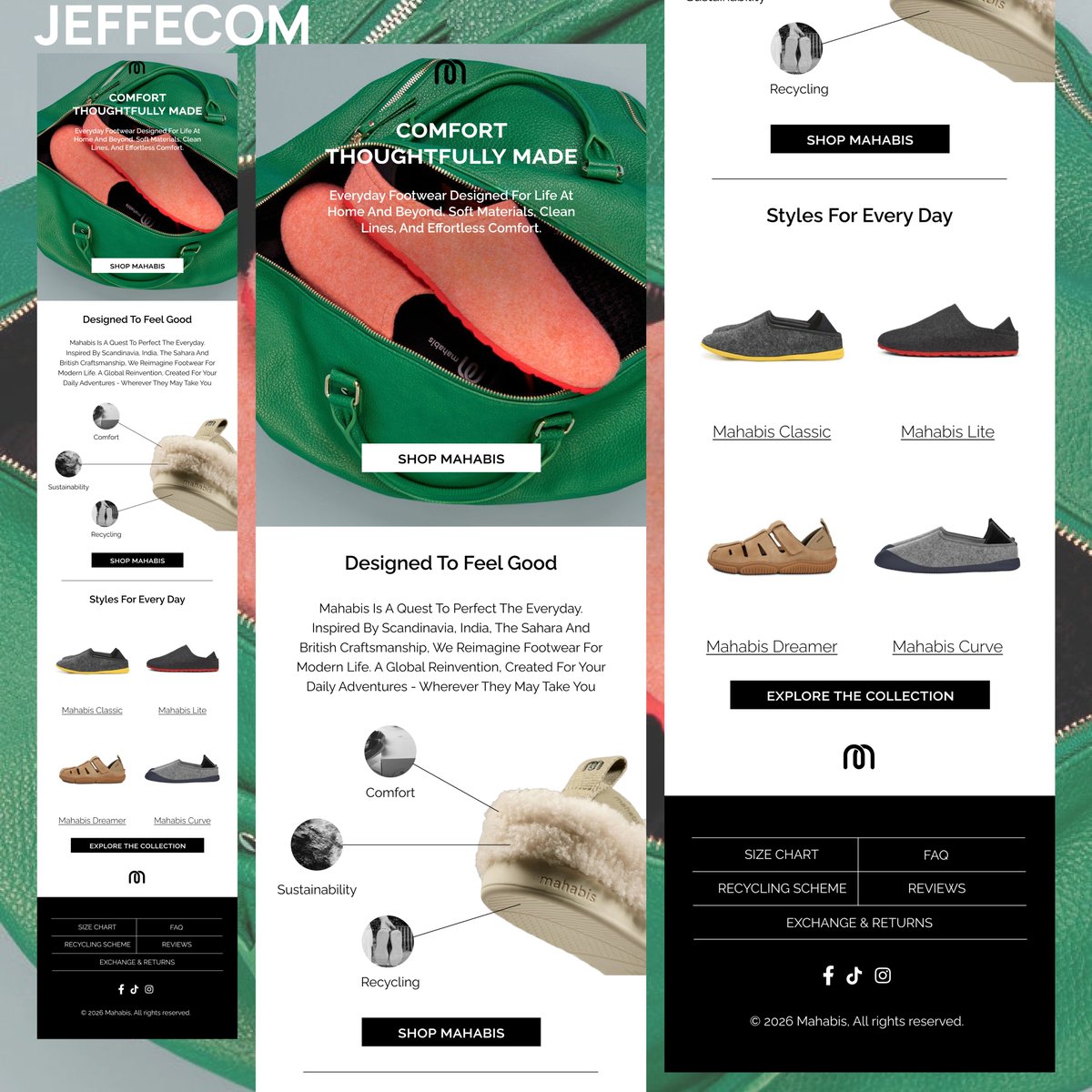 EcomJef's tweet photo. Email Design for Mahabis Footwear

1. Include a striking hero image, along with a compelling headline, a sub headline, and strategically placed calls-to-action (CTAs).

2. Showcases different footwear options suitable for everyday wear.

3. A clear and engaging body copy.

4. Highlighting the reasons why customers should choose Mahabis footwear.

5. A sales-oriented footer.

Dm me to get your brands up and running with email marketing strategies and design.
