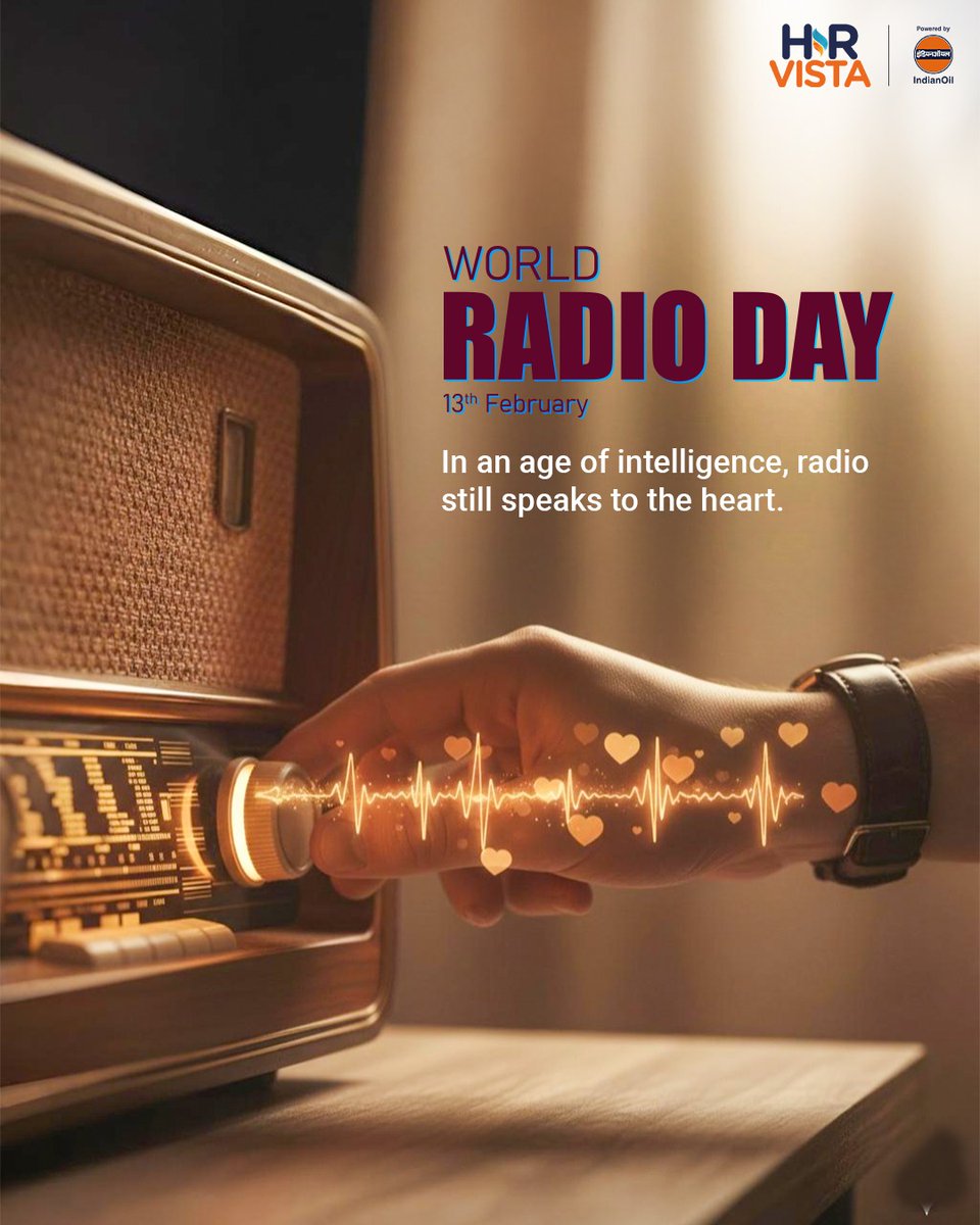 Long before smart feeds, there was a smart voice.
Radio still travels through time and emotion, carrying stories, songs, and solace, reminding us that human connection often begins with simply listening.
#HRVista #IndianOil #RadioDay #PowerOfRadio #RadioMagic
<a href="/IndianOilcl/">Indian Oil Corp Ltd</a>