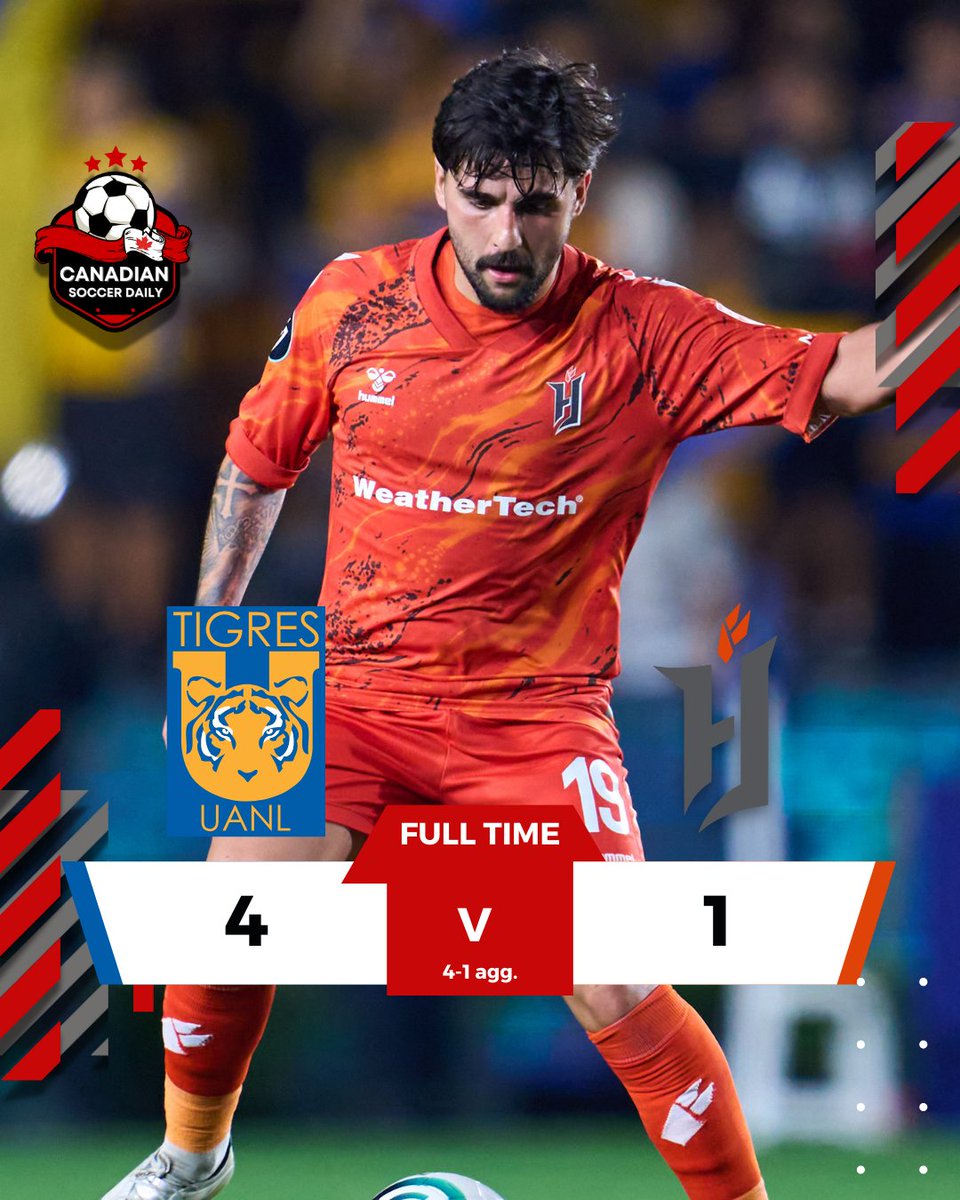 CANSoccerDaily's tweet image. #ForgeFC were eliminated from the 2026 Concacaf Champions Cup on Tuesday night, losing 4-1 to a ruthless #TigresUANL side that punished them for switching off late in the game.

RECAP 📰: canadiansoccerdaily.com/2026/02/11/tig…

✍️ @BTFR17 I #CanPL #ConcaChampions