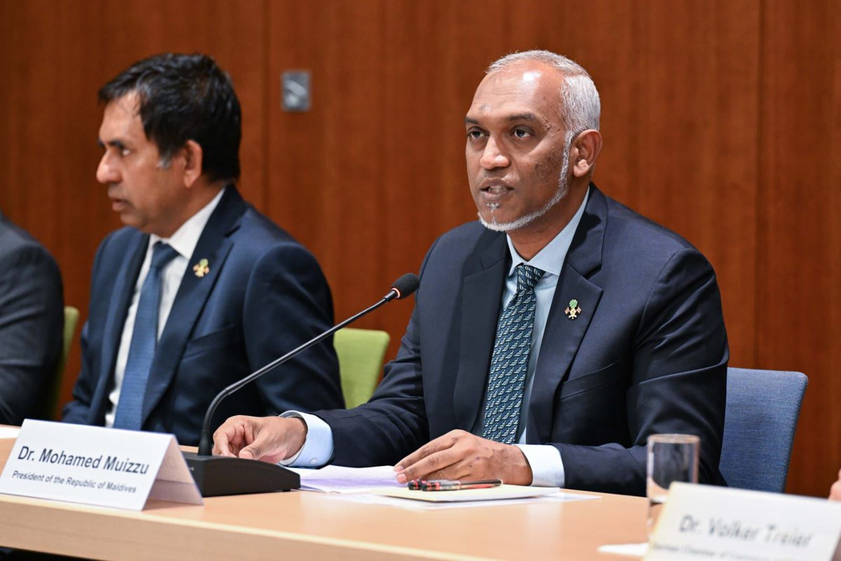 abkhaleel's tweet image. Joined President Dr. @MMuizzu at the Maldives–Germany Business Roundtable hosted by #APA today.

The roundtable discussions highlighted investment opportunities in the Maldives. The Maldivian and German delegations exchanged on strengthening trade, tourism, and private-sector