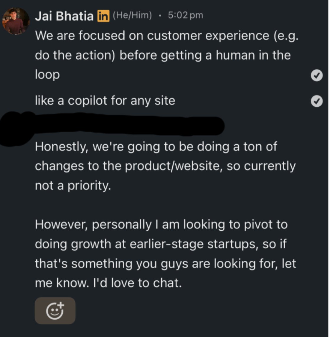 Failed sale -> successful hire pipeline?