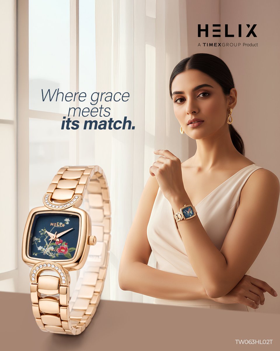 A delicate balance of soft curves and strong performance. For the woman who moves with poise and purpose.
#Helix #HelixIndia #HelixWatches #HustleWithHelix