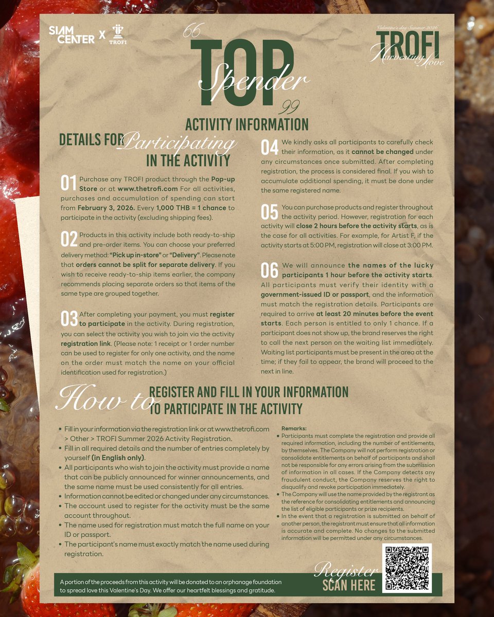 𝗧𝗥𝗢𝗙𝗜 𝗦𝗨𝗠𝗠𝗘𝗥 𝟮𝟬𝟮𝟲 I TROFI x FortFTS

TROFI Top Spender Event
The Season Of Sweet Moments

วาเลนไทน์นี้มาสร้างความทรงจำดีๆ ไปกับ FortFTS 14 Feb,26 | 5.00 pm(GMT+7) แค่ช้อปสินค้าก็มีสิทธิ์ลุ้นร่วมกิจกรรมสุดพิเศษกับ FortFTS มาร่วมโมเมนต์น่ารักๆ