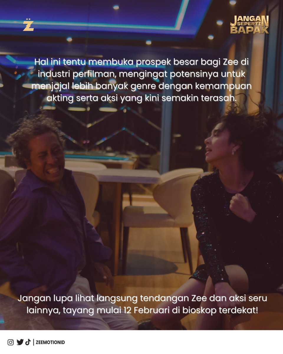 Ini bukti keseriusan Zee dalam mendalami karakter! Fisik &amp; tekniknya ngebuktiin dia siap untuk genre action.

Bagi Zeemotion, hal ini jadi kebanggan besar buat perjalanan karir Zee yang makin matang.

Yuk, saksikan langsung aksi Zee mulai 12 Februari 2026 di bioskop! 🎬✨
