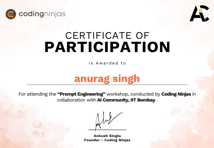 Anurags44798025's tweet photo. Just finished an intensive workshop by @CodingNinjas x AI Community, IIT Bombay. Mastered:
Already integrating these into Hire-X to make the ATS scoring & AI assistant even more "cracked." π€π»
#BuildInPublic #PromptEngineering #GenAI #MERN #IITBombay #CodingNinjas https://t.co/GCFoBLDF1W